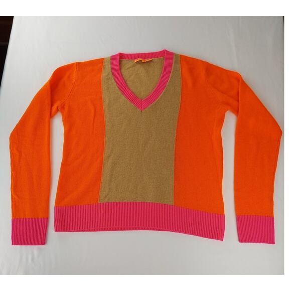 Vilagallo Womens Amy Knitted V-Neck Colorblock Sweater Preppy Clueless Y2K Small - Picture 1 of 10
